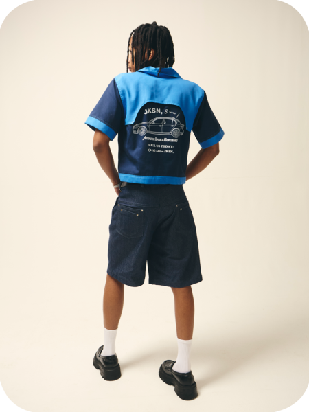 Pleated Denim Shorts - Image 4