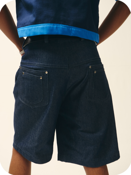 Pleated Denim Shorts - Image 3
